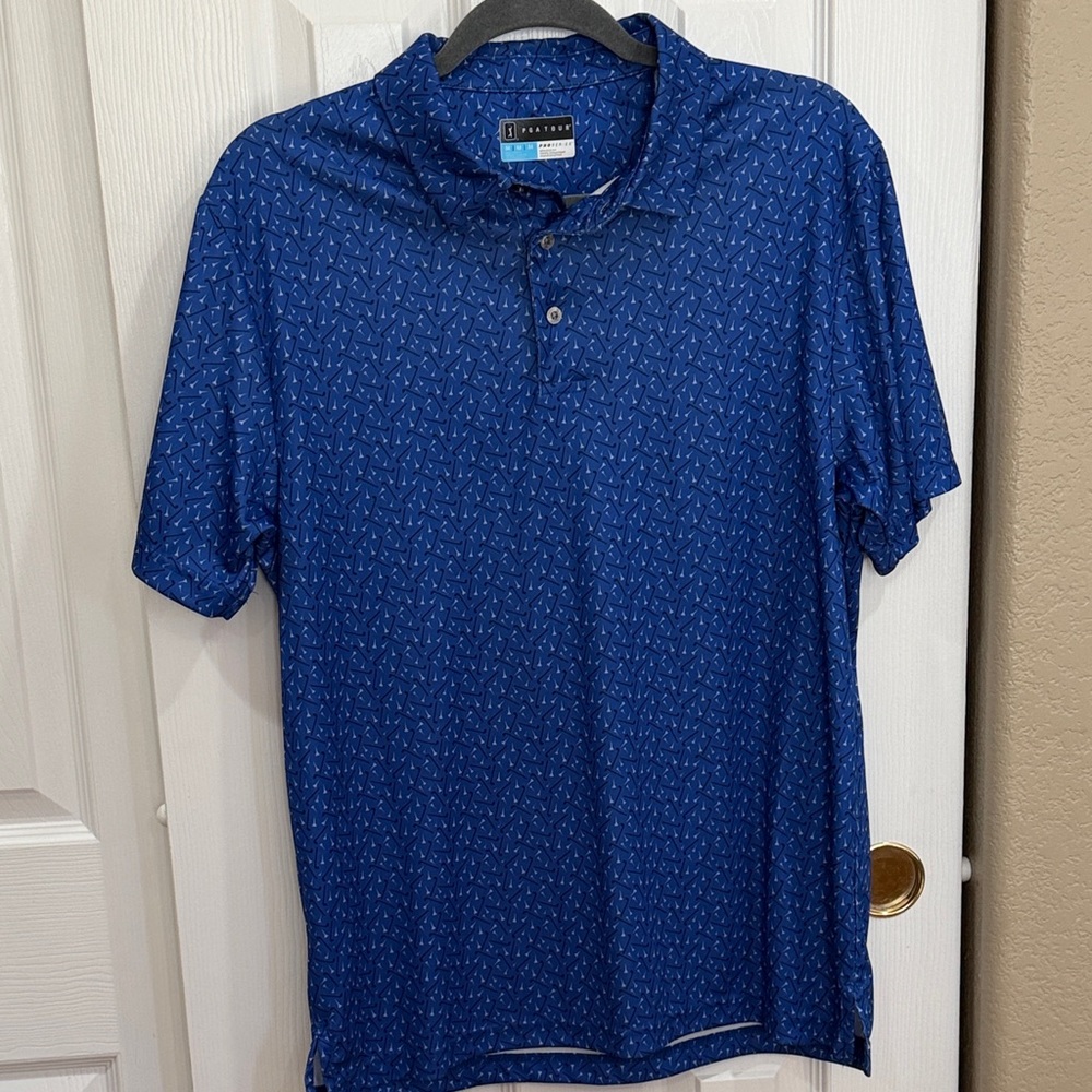 PGA Tour Golf Shirt with Clubs and Tees - Size M
